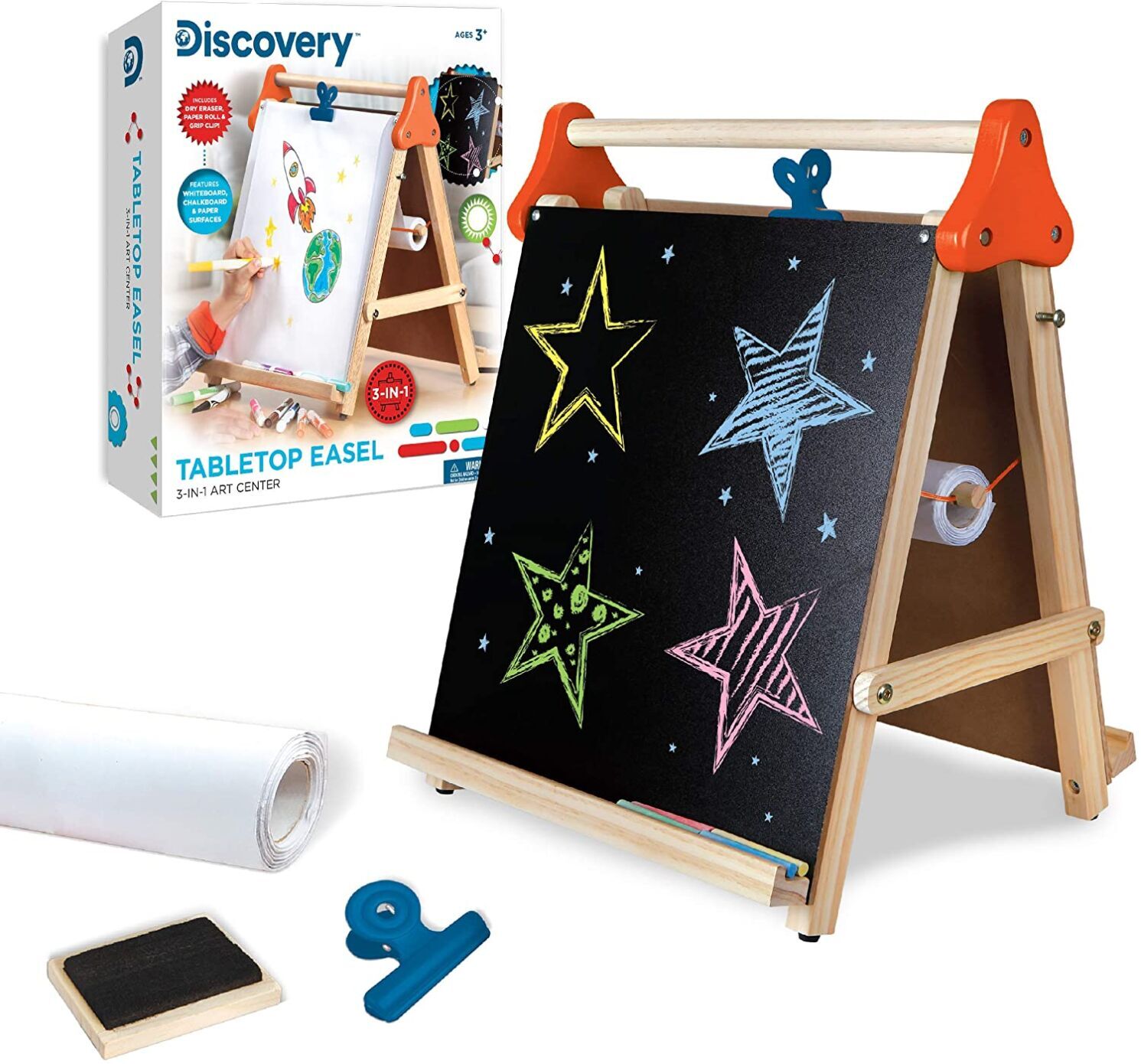 3-in-1 Tabletop Dry Erase Chalkboard Painting Art Easel